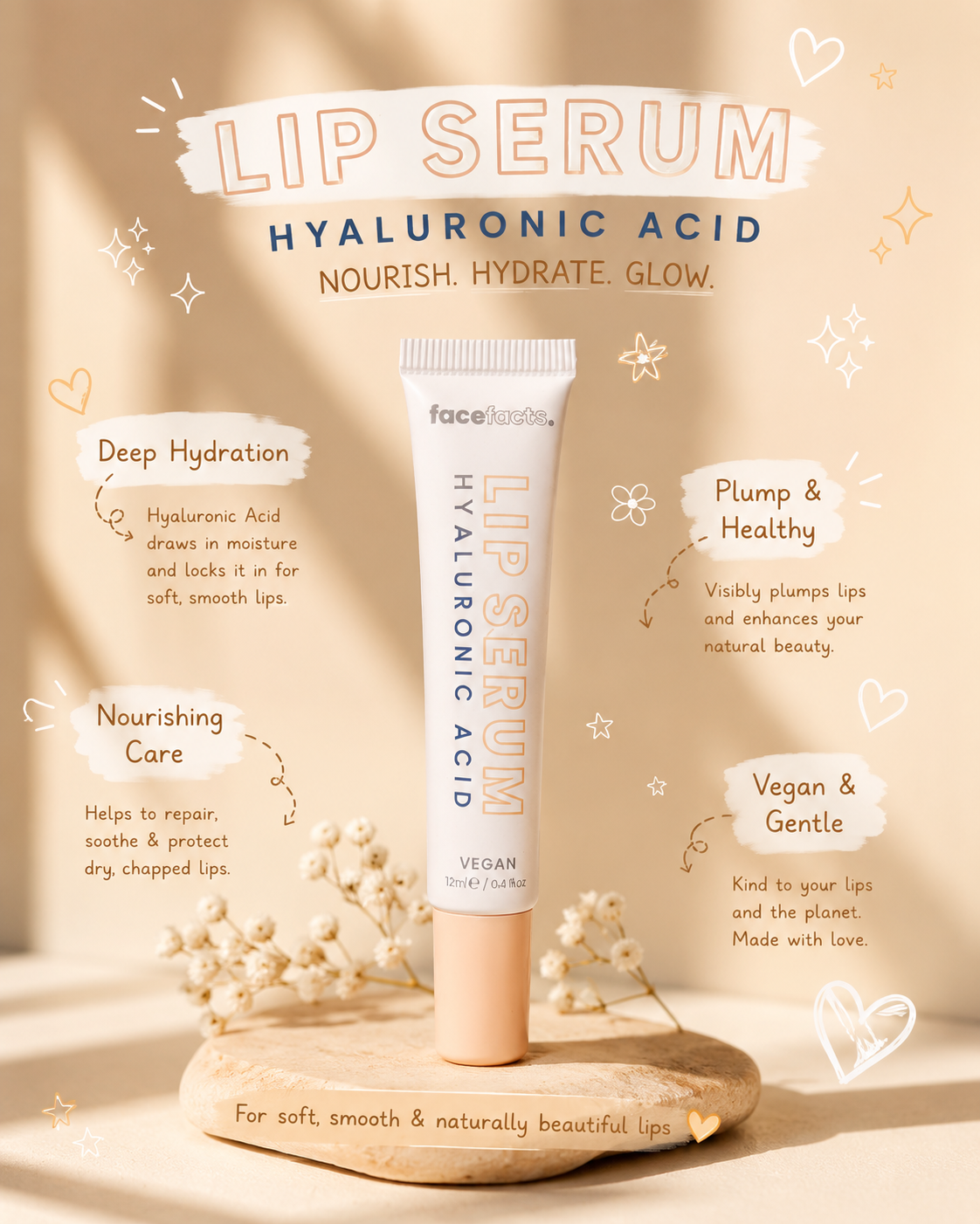 Face facts lip serum with hyaluronic acid