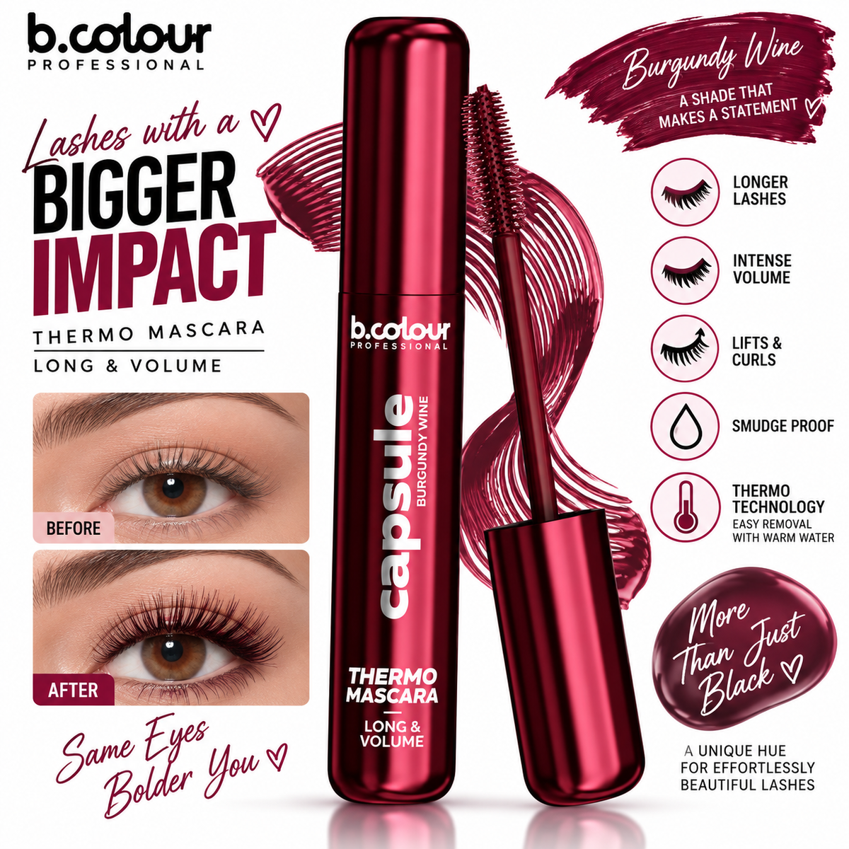 7 days b.colour capsule mascara (burgundy).